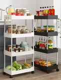 4 Layer Rolling Utility Cart, Bathroom And Kitchen Storage Rack With Wheels, Movable Kitchen Corner Trolling