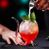 Double Wall Curved Glass Drinking Cup, Transparent Drinking Glass With Built In Tube, Creative Transparent Glass Tumbler, Luxury     Spiral Straw Glass Cup