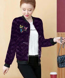 Printed Velvet Zipper Jacket