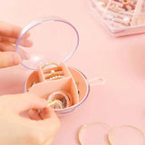 Circular Jewellery Box, Mini Round Shape Jewelry Organizer, Necklace Earrings Rings Holder, Transparent Round Travel Jewelry Box, Multi Grid Storage Case for Earrings Rings