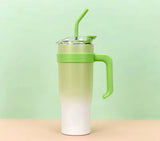 40oz Insulated Gradient Tumbler With Lid, Stainless Steel Car Mug With Straw, Stainless Steel Vacuum Insulated Car Mug