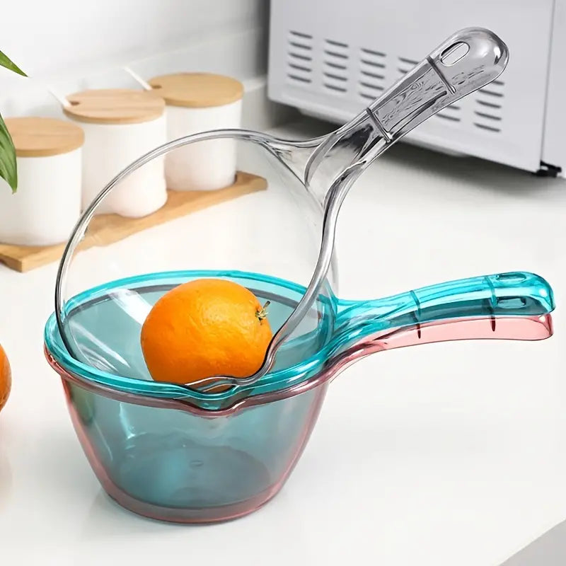 Plastic Water Ladle, Long Handle Water Ladle, Water Bath Scoop, Multipurpose Transparent Ladle For Home Kitchen Bathroom Outdoor, Hair Wash Bucket, Large Capacity Shower Ladle