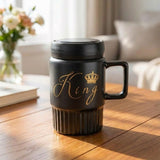 King Queen Mugs With Mirror Lid, Ceramic Coffee Mug