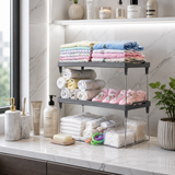Multipurpose 2 Tier Storage Organizer Rack, Adjustable Countertop Storage Shelf, Space Saving Storage Organizer, 2 Tier Countertop Vanity Rack