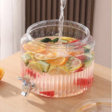 Acrylic Round Juice Container, Pot Beverage Dispenser, Fridge Juice Dispenser, Buffet Beverage Container, Juice Dispenser
