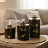 Set Of 3 Luxury Ceramic Canister Set, Set Of Ceramic Sugar Pot With Lid, Luxury Coffee Jar Set