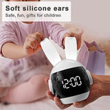Bunny Alarm Clock, Rabbit Alarm Clock For Girls And Boys, Cute Alarm Clock With Ringtones, Rechargeable Snoozing Night Light Clock