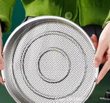 Stainless Steel Food Steamer With Handle, Multifunctional Fruit Washing Strainer With Detachable Stand, Pressure Cooker Steamer Basket, Reusable Kitchen Accessories