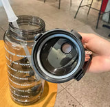 Pack Of 3 Transparent  Motivational Water Bottle, Large Capacity Water Bottle, Sports Water Bottle, Transparent Refillable Leakproof Water Bottle