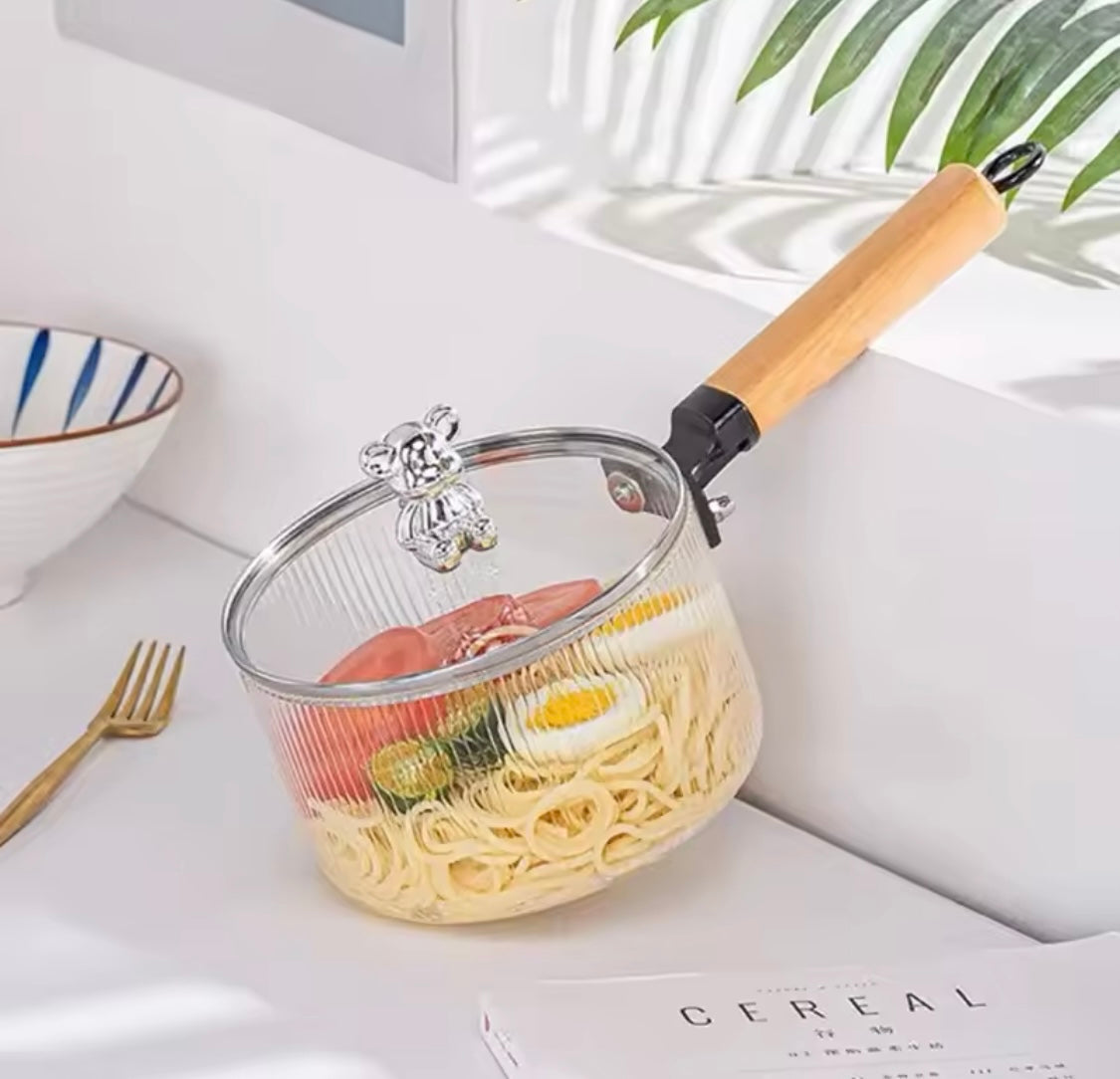 Heat Resistant Cooking Glass Pot, New Transparent Design Pot, Kitchen Cooking Saucepan