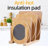 Wooden Heat Pad, Antislip Pot Holder Table, Waterproof Square Mat Round Coasters