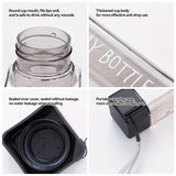 Simple Square Water Bottle, 500ml Plastic Water Cup, Transparent My Bottle With Hanging Rope, Large Mouth Water Cup With Lifting Rope And Lid