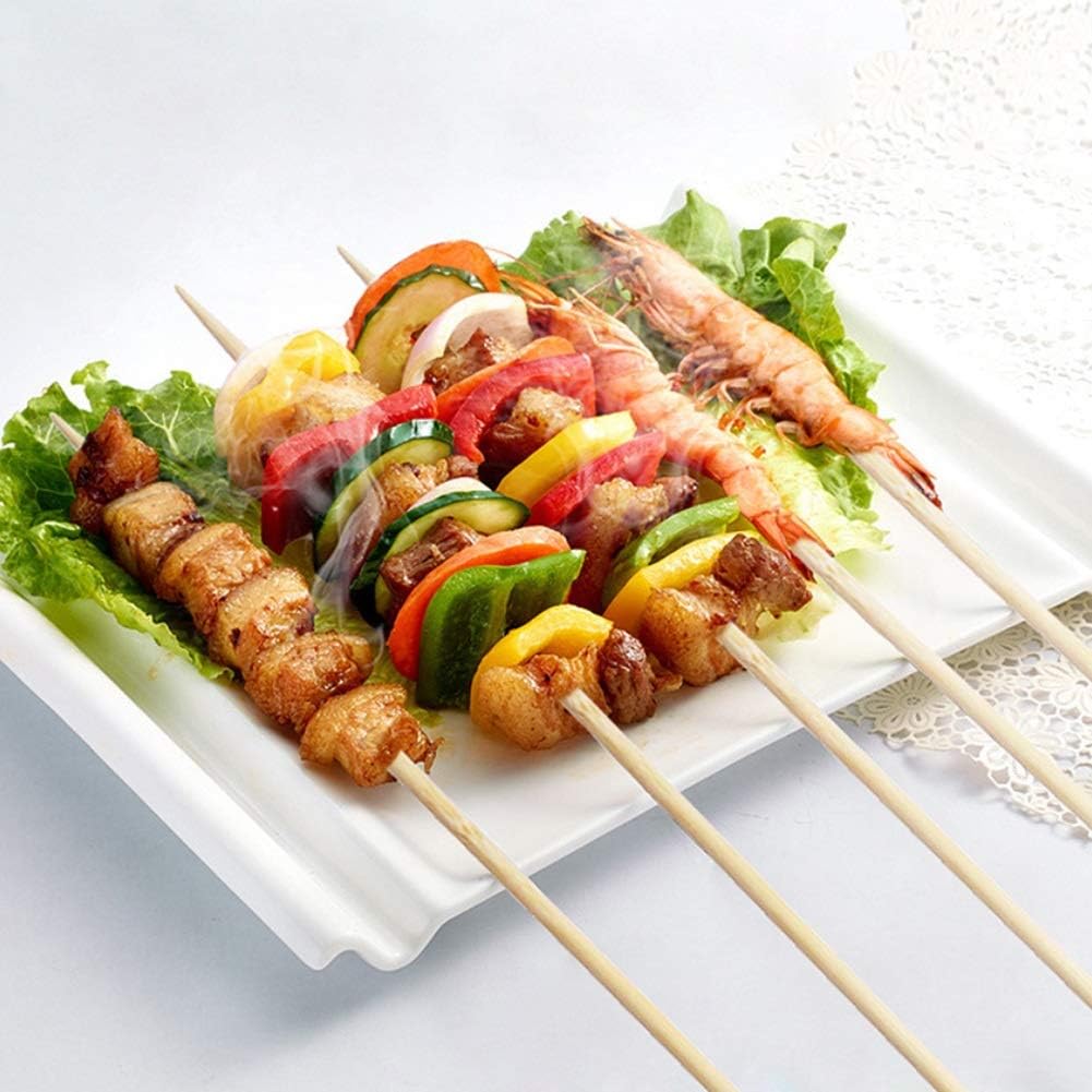 Pack Of 80 BBQ Bamboo Stick, Long & Flat Barbeque Grill Bamboo Stick, Wooden Barbecue Kabob Skewers