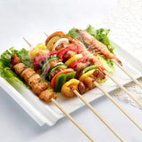 Pack Of 80 BBQ Bamboo Stick, Long & Flat Barbeque Grill Bamboo Stick, Wooden Barbecue Kabob Skewers