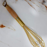 Gold Wooden Egg Beater, Balloon Wire Whisker, Kitchen Tool Cream Milk Egg Beater, Portable Handheld Egg Beater, Manual Whisk Dough Mixer Blender