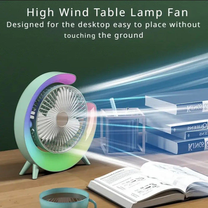 G Shape LED Fan – RGB Rechargeable Cooling Fan