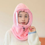 Catty Winter Warm Hat, Hooded Scarf Earflap Cap, Outdoor Climbing Hat, Soft Plush Windproof Winter Mountain Hats For Women Men, Winter Plush Balaclava Hat with Detachable Face Shield, Anti Fog Face Shield Hat