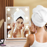 Smart Touch Vanity Mirror with Lights, Vanity Makeup Mirror with 3 Dimmable LED Bulbs, Rotatable Dressing Tabletop Mirror
