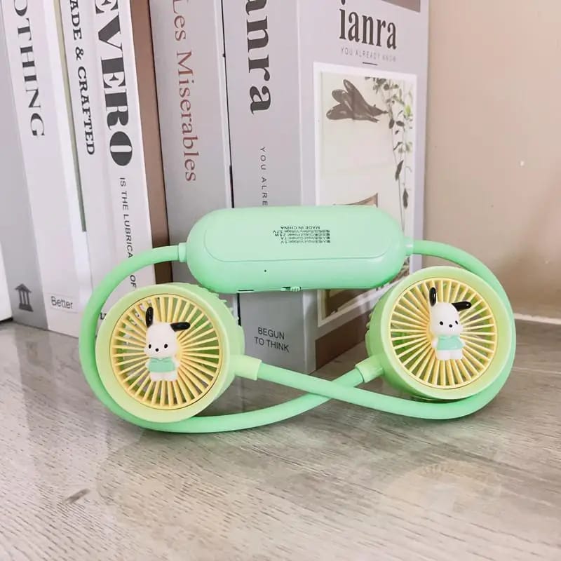 Cartoon Neck Hanging Fan, Usb Rechargeable Travel Neck Fan, Outdoor Ventilator Air Cooler Cooling Neckband Fan, Bladeless Hanging Neck Fan, Summer Traveling Outdoor Sports Fans, Hands Free Rechargeable Head Fan