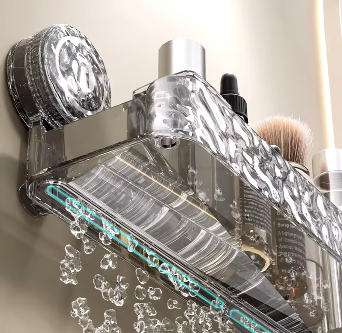 Suction Cup Bathroom Shelf, Wall Mounted Bathroom Storage Organizer, Transparent Bathroom Storage Rack