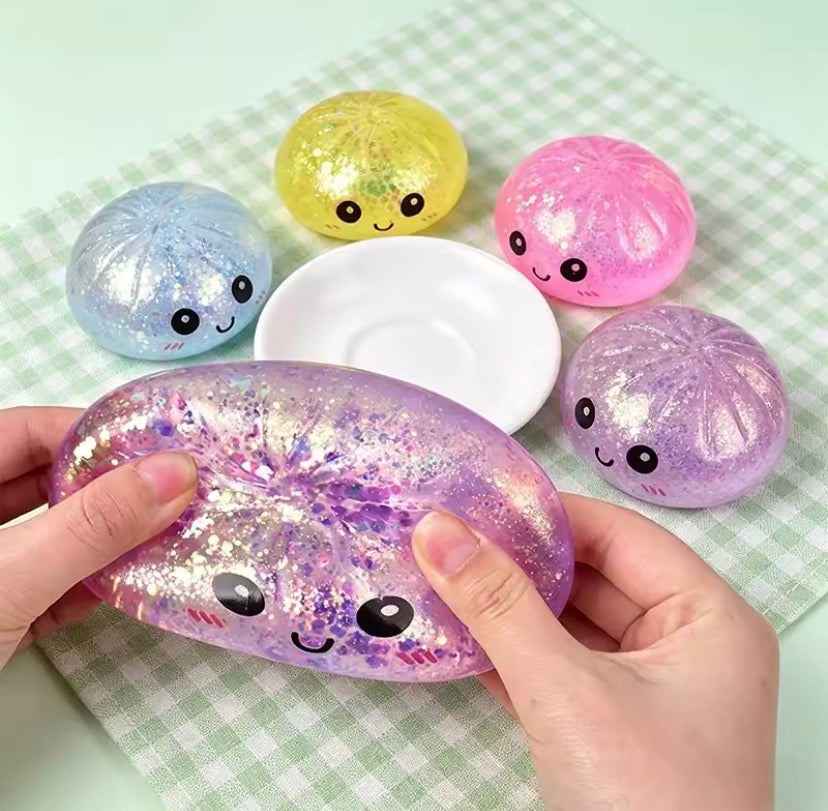 Mini Glitter Dumpling Squishy Ball, Soft Glitter Squishy Light Ball for Kids, Kawaii Glitter Squishy Light Ball, Soft Sensory Fidget Toy, Cute Glitter Gel Squishy Toy