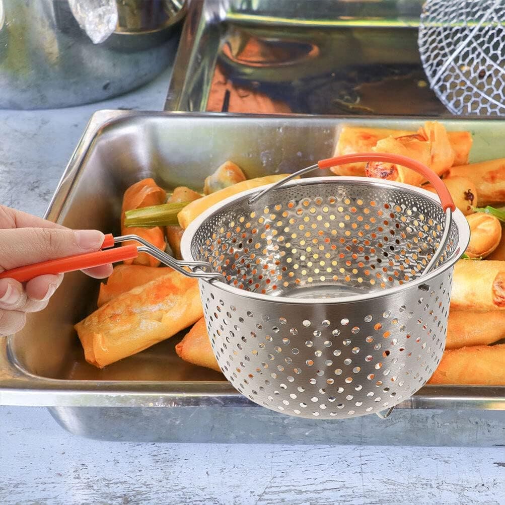 Stainless Steel Cooking Steamer With Handle, Kitchen Pot Pressure Cooker, Anti-scald Steamer Basket, Multifunctional Fruit Vegetable Washing Basket, Deep Fryer Pot Strainer
