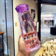 Diamond Water Bottle, Crystal Glass Cup With Lid, 420ml Transparent Bottle With Cover, Portable Exquisite Geometric Summer Bottle, Drinkware Multifunctional Outdoor Sports Glass Cup, Simple Portable Leakproof Bottles