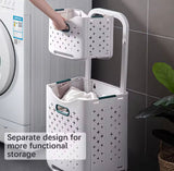 Large Capacity 2 Layers Durable Clothes Basket, Children Clothes Toys Book Storage Organizer, Foldable Laundry Basket, Multifunctional Storage Dirty Clothes Basket