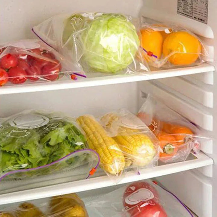 Reusable Zip Lock Meat Storage Bags, Multi Use Transparent Food Saver Pouches, Reusable Meat Keeper Zip Bags, Eco Zip Food Preservation Bags, Fridge-Fresh Zip Lock Storage Bags, Transparent Freezer Bags