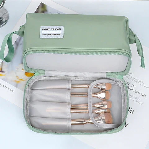 Ultimate Makeup Travel Pouch, Double Layer Cosmetic Bag, Waterproof Organizer Case, Unique Makeup Bag, Cosmetic Travel Bag, Waterproof Organizer Case, Toiletry Bag for Women
