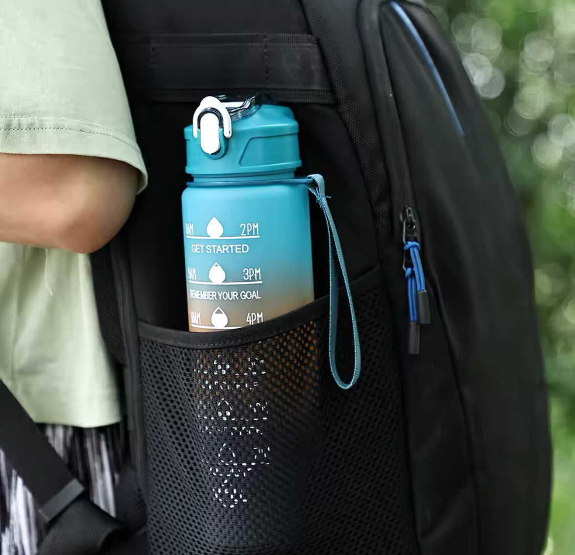 Gradient Colour Sports Water Bottle, Leakproof Travel Water Bottle, Time Marker Perfect for Outdoor Hiking Gym Water Bottle