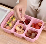 5 Compartment Lunch Box With Transparent Lid, Heat Resistant Leak Proof Fruit Box, Durable Bento Lunch Box, Meal Prep Organizer