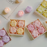 Elegant 4pcs Flower Shaped Aromatherapy Candles, Floral Rose Scented Candle, Handmade Room Decor Candles, Rose Scented Candle