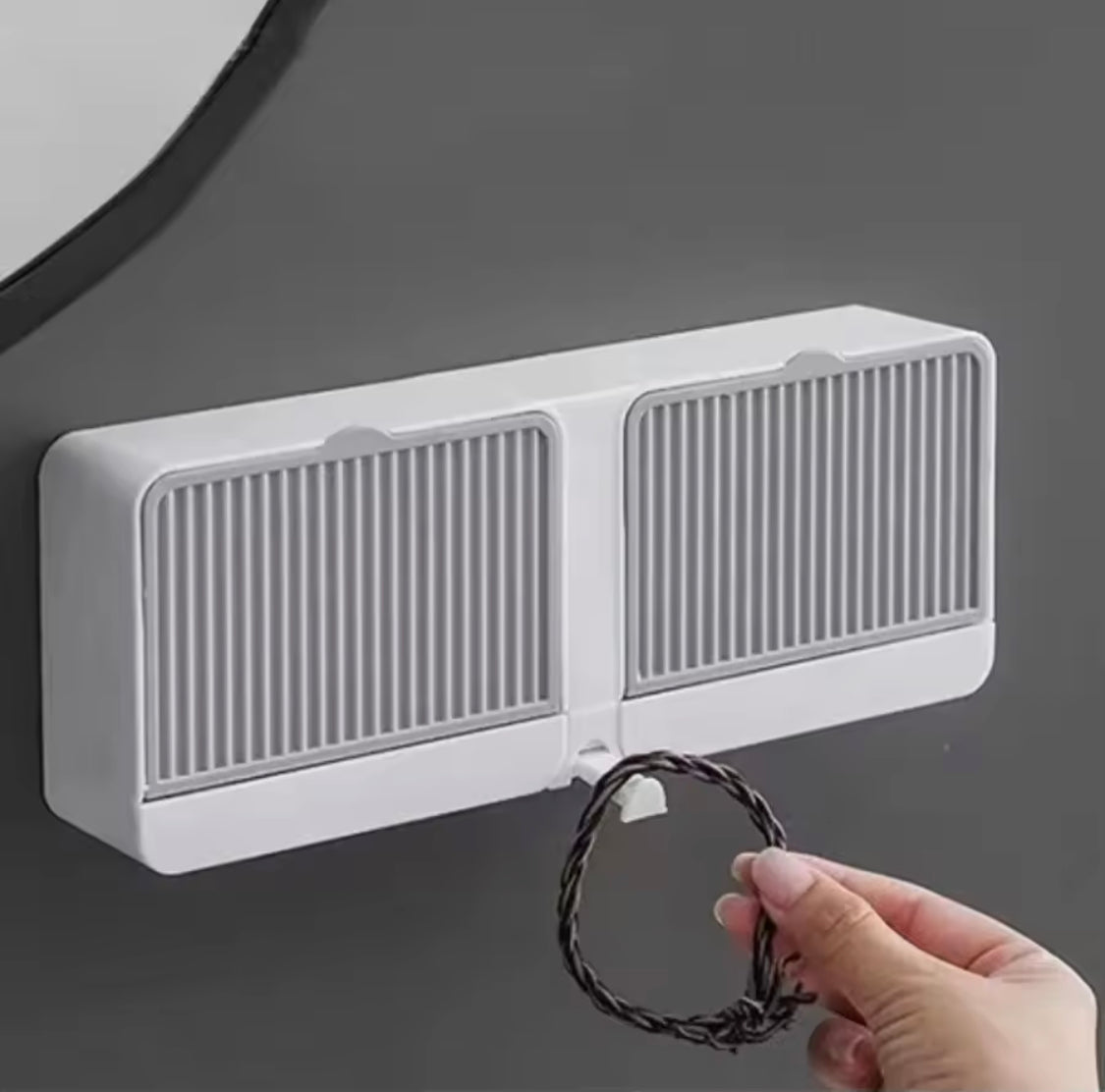 Wall Mounted Double Grid Soap  Holder With Drain Tray, Multifunctional Punch Free Vertical Soap Box, Self Adhesive Waterproof Soap Organizer