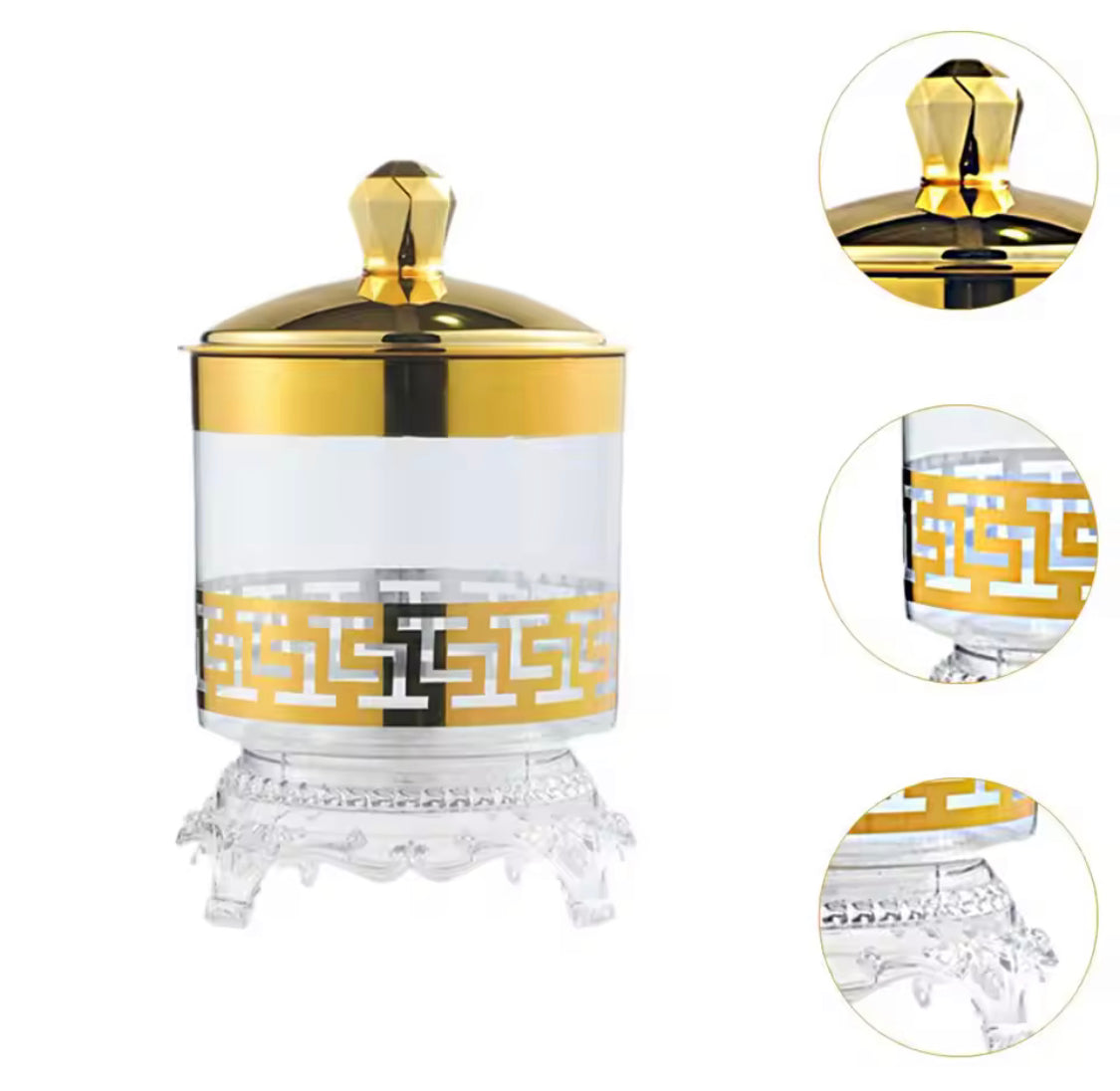 Set of 3 Candy Jar With Lid, Transparent Dry Food Storage Container, Tea Party Serving Jar, Cookie Jar