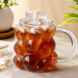 Transparent Bubble Texture Coffee Mug, Elegant Bubble Glass Tumbler, Aesthetic Bubble Design Glass Cup, Crystal Bubble Pattern Drinking Mug