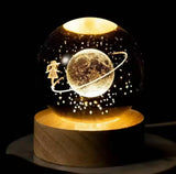 3D Crystal Ball Light, Glowing Planet Crystal Ball Lamp, Warm Bedside Light, Luminous Decor Atmosphere Light, Wood Base Fantasy Decor Crystal Ball, Universe Series Crystal Ball, LED Base Astronomy Night Light for Home Decor