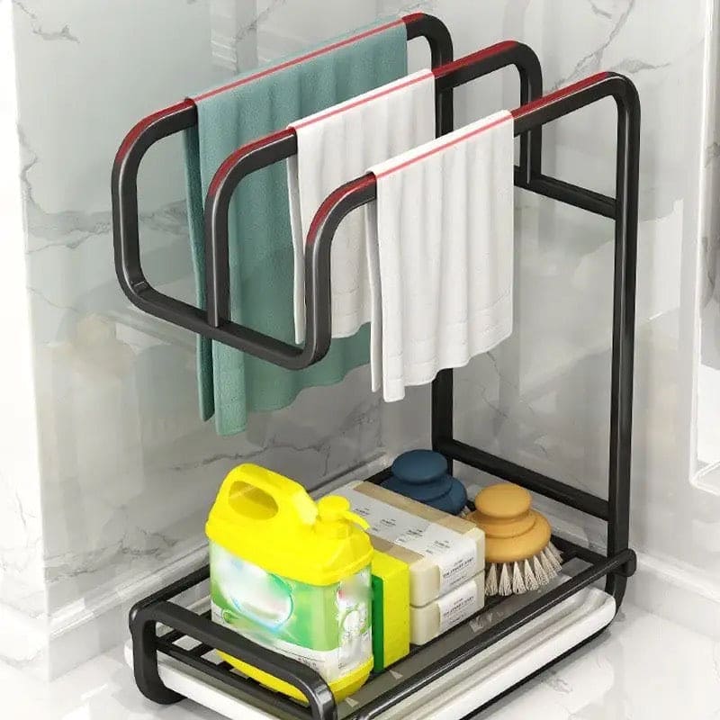 Iron Dishcloth Storage Rack, Creative Fabric Kitchen Rack, Wall Mounted Iron Shelf, Countertop Multifunctional Towel Rack, Wrought Iron Rag Basket, Sink Sponge Drain Rack