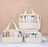 3 Pcs Transparent Cosmetic Bag, Transparent Oriented Makeup Bag, Carry Travel Zippered Pouch Bag, Waterproof Portable Travel Cosmetics Pouch