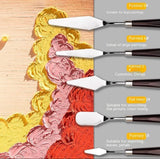 5Pcs Stainless Steel Oil Painting Knife, Wooden Handle Art Tools, Color Mixing Spatula Palette