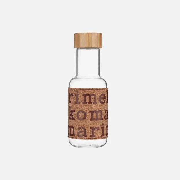 Leather Sticker Water Bottle, Marimekko Oiva Drinking Bottle, 450ml Retro Glass High-value Coffee Bottle, High Temperature Resistant Portable Water Glass Bottle