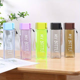 Simple Square Water Bottle, 500ml Plastic Water Cup, Transparent My Bottle With Hanging Rope, Large Mouth Water Cup With Lifting Rope And Lid