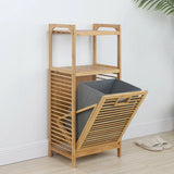 Bamboo Laundry Basket with 2-Tier Storage Shelf – Multi-Purpose Organizer