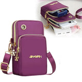 Mobile Wallet Bag, Women Fashion Women Cross Body Bag, 3 Layer Mobile Pouch With Headphone Plug, Casual Waterproof Nylon Crossbody Bag, Small Cell Phone Handbag, Purse Sports Pouch Bag, Universal Mobile Phone Bag