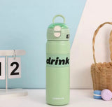 Portable Sports Water Bottle With Flip Lid, Large Capacity Handheld Student Insulated Mug, Stainless Steel Insulated Water Mug