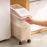 Baffect Food Storage Container, Transparent Sealed Rice Storage Box, Household Soybean Corn Cereal Storage Box, 10kg Large Capacity Grain Cereal Storage Box With Wheels And Measuring Cup, Airtight Food Tank Organizer, Flip Top Food Container Bucket