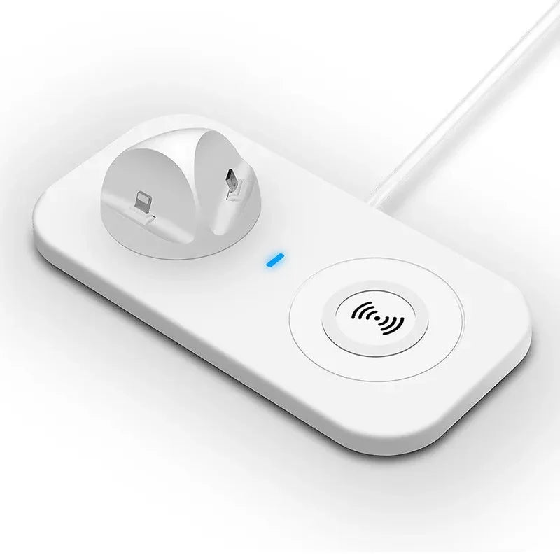 4 In 1 Wireless Charger, Portable Wireless Charging Station, Universal Charging Dock Station, Multi Jack Wireless Charger Stand, Wireless Charger For IPhone Android Airpods Smart Watch, Mobile Accessories Gadget