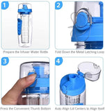 Aqua Time Infuser Water Bottle, 1L Time Tracker Bottle With Cleaning Brush, Acrylic Detox Sports Water Bottle, Triton Sports Bottle with Flip Top Lid, Fruity infusing Water Bottles for Women & Men -