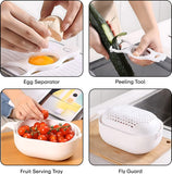 Multifunctional Vegetable Slicer with Drain Basket, Manual Hand Food Chopper, Vegetable Slicer With Storage Container, Kitchen Gadgets