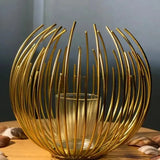 Geometric Metal Candle Holder, Gold Lantern Metal Candlestick, Nordic Home Decor Wrought Iron Candle Holder, Metal Crafts Modern Desktop Candle Holder, Metal Candlestick Wedding Bedroom Table Decoration